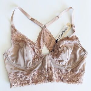 Cosabella Forever Front Close Bra Underwire Nude Lace 32B NEW Retail $110